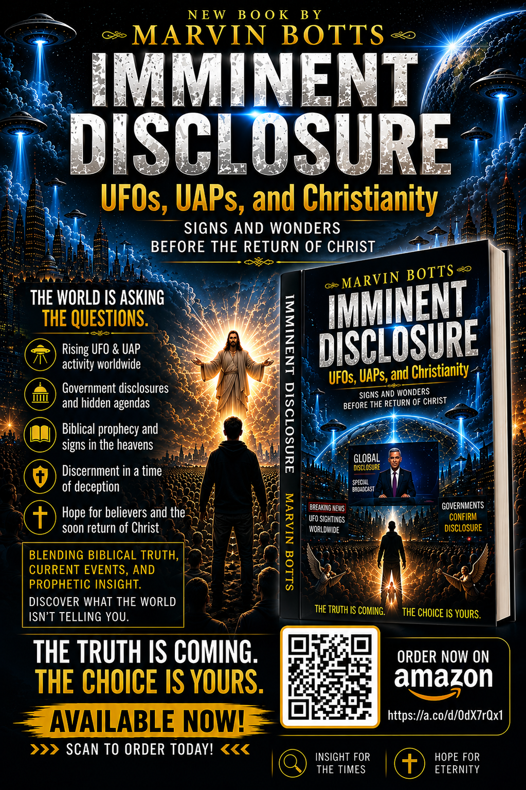 Imminent Disclosure by Marvin Botts, a Christian prophetic book about UFOs, UAPs, signs, wonders, and spiritual discernment
